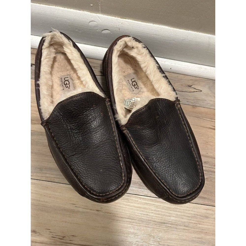 Ugg Ascot Leather / Sheepskin Slipper In China Tea Us Mens Size 9
